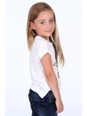 Tricou cu o stea cu paiete, crem, NDZ8415 - Magazin online - Boutique